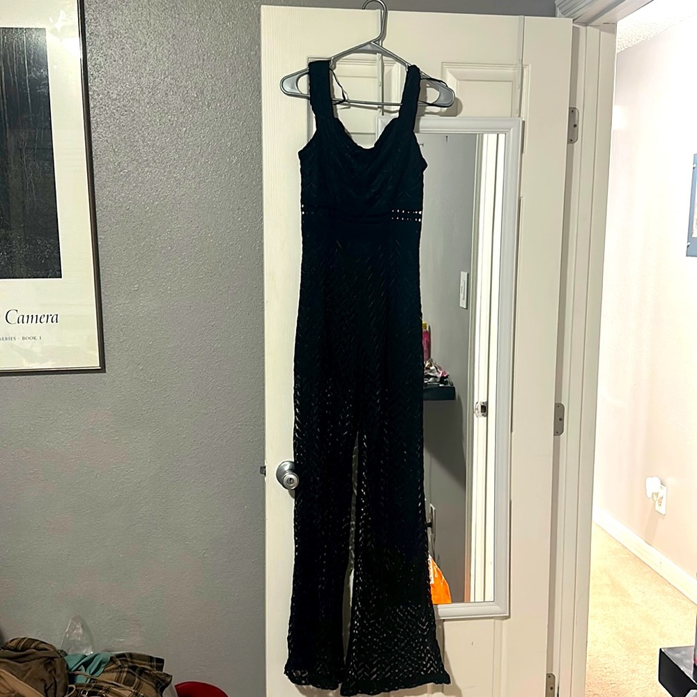 Black crochet jumpsuit
